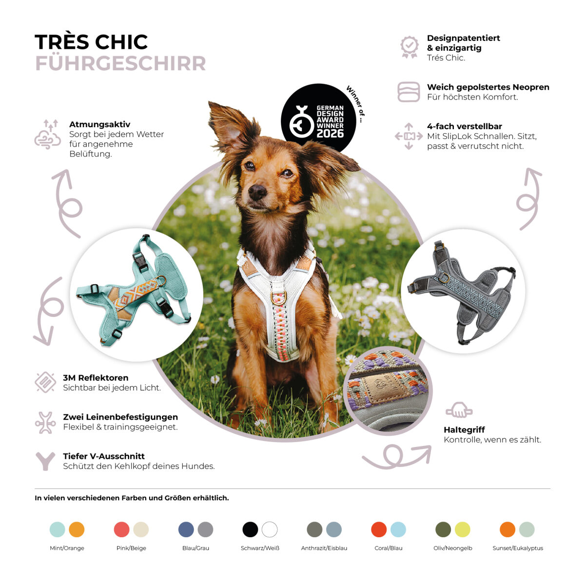 Premium Hundegeschirr Gepolstert - Schwarz/Weiß – Bild 8