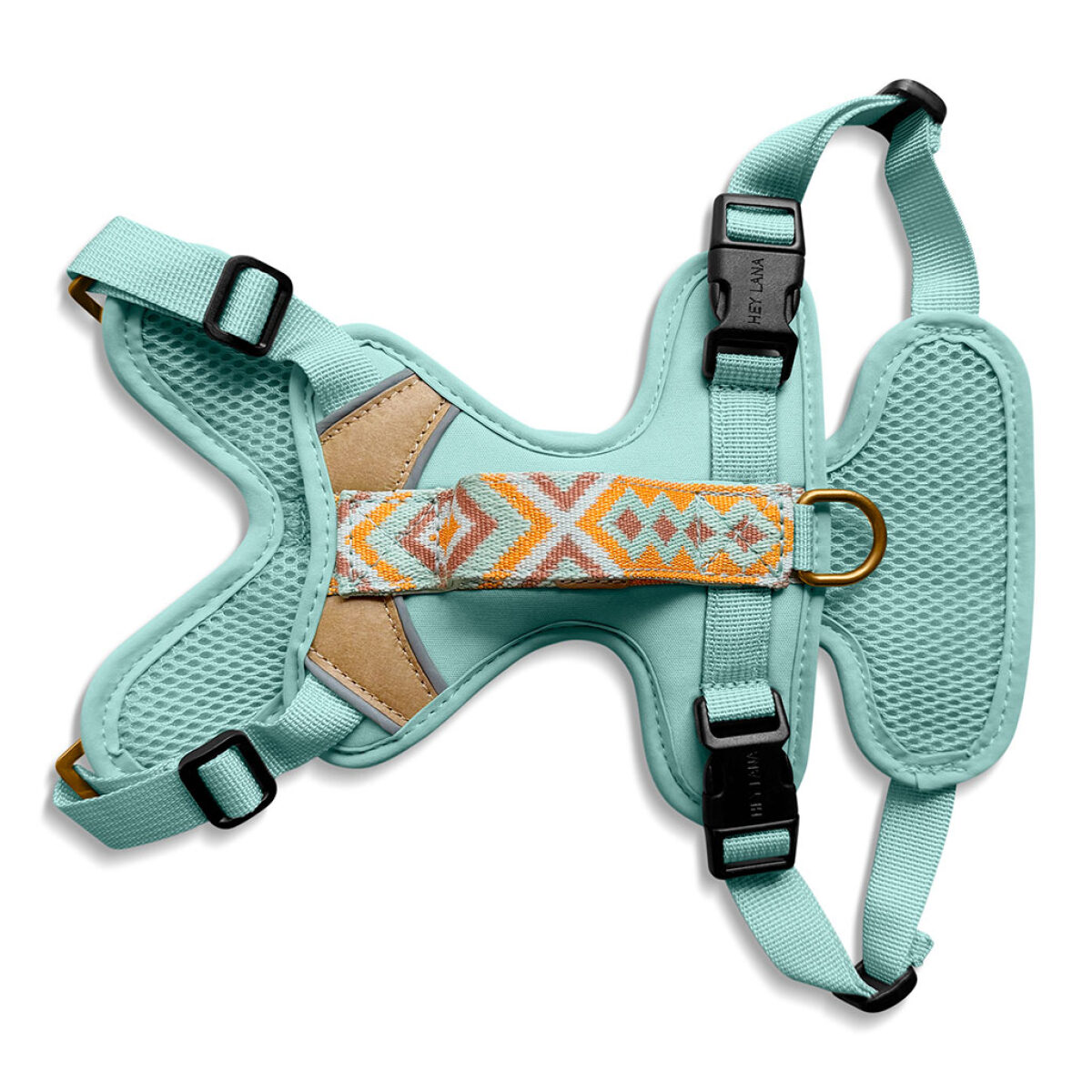 Premium Padded Dog Harness - Mint/Orange - Image 9