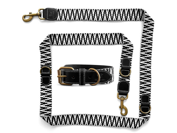 Kollektion Très chic als Set Hundehalsband und Leine in Schwarz/Weiß