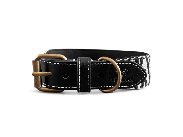 Tres Chic Kollektion Halsband Hund in Schwarz/Weiß vorne