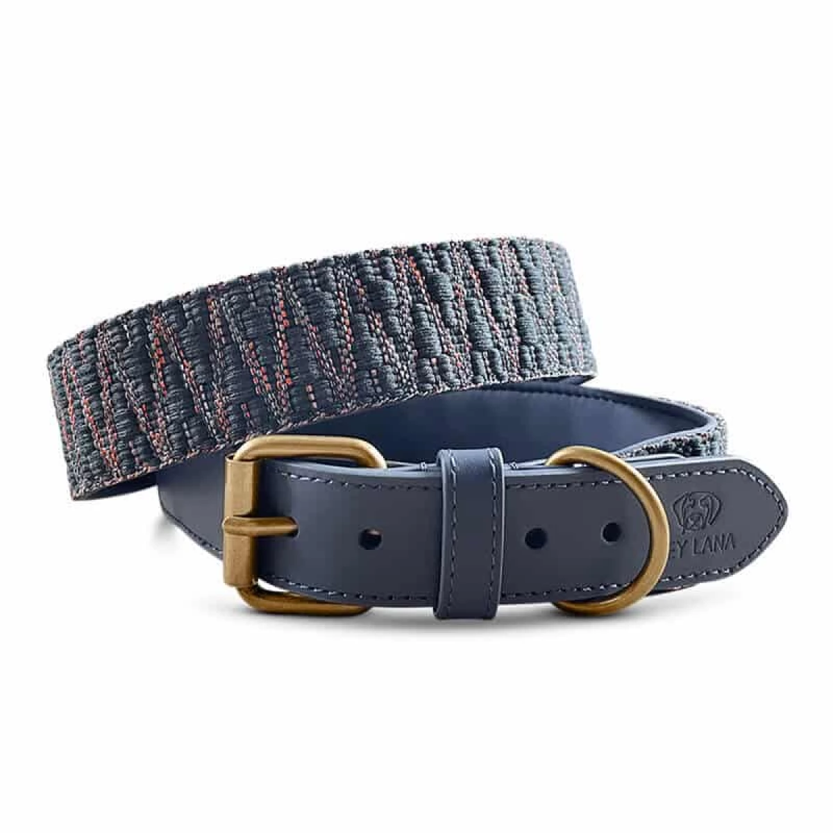 Tres Chic Kollektion Premium Hunde Halsband gepolstert in Blau/Grau
