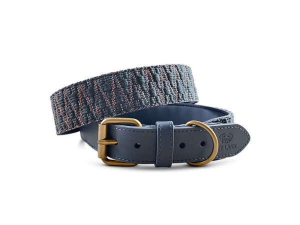 Tres Chic Kollektion Premium Hunde Halsband gepolstert in Blau/Grau