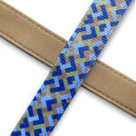 Muster Karo Halsband und Leine Kunterbunt in Mocca/Blau Detail