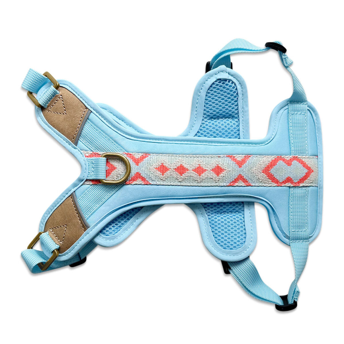 Premium Padded Dog Harness - Coral/Blue - Image 8