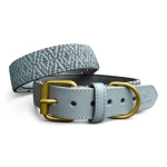 Premium Hundehalsband Gepolstert - Anthrazit/Eisblau vorne und hinten