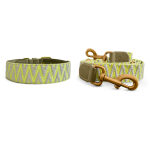 Très chic collection - Dog collar and lead set - olive green/neon yellow