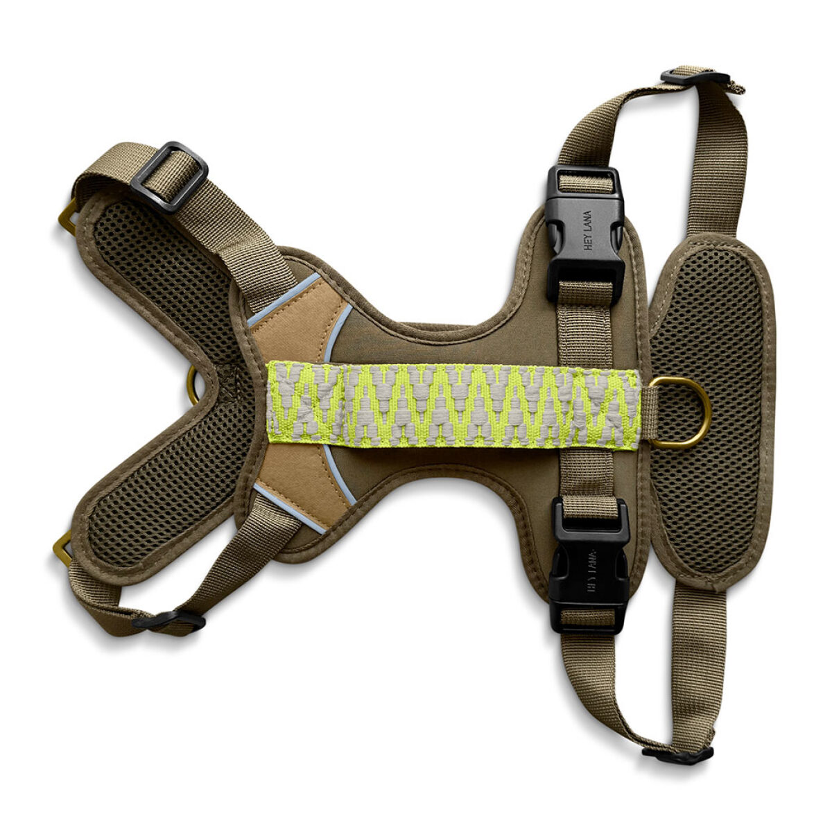 Premium Hundegeschirr Gepolstert - Olivgrün/Neongelb – Bild 2