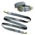 Très chic collection - Dog collar and lead set - anthracite/ice blue