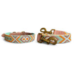 Très chic collection - Dog collar and lead set - Mint/Orange