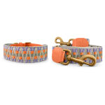 Très chic collection - Dog collar and lead set - Sunset/Eucalyptus