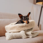 The Snuggle Cave – Premium Dog Blanket with Cave – Sand/Beige - Image 6